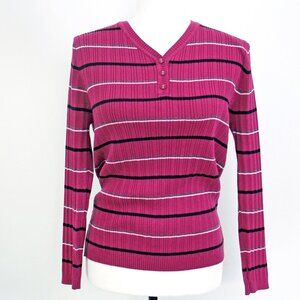 Vintage magenta ribbed pullover sweater, Horizontal stripes